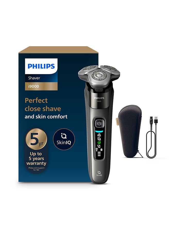 Philips i9000 Wet & Dry Electric Shaver X9002/05 | Close, comfortable shave | Flexible heads follow your face | Built-in trimmer | 50 min cordless | Travel pouch black - Image 1