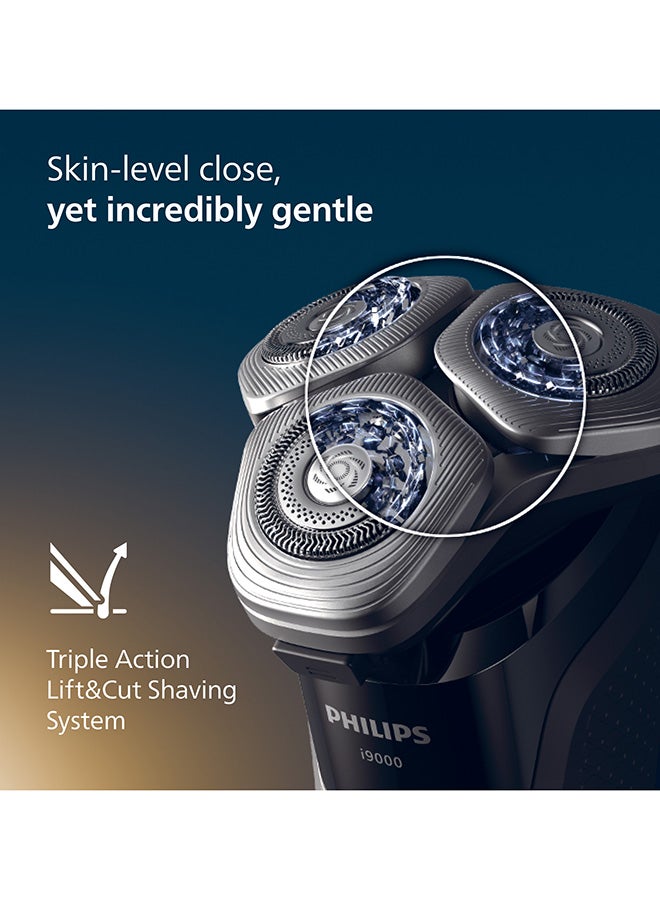 Philips i9000 Wet & Dry Electric Shaver X9002/05 | Close, comfortable shave | Flexible heads follow your face | Built-in trimmer | 50 min cordless | Travel pouch black - Image 4