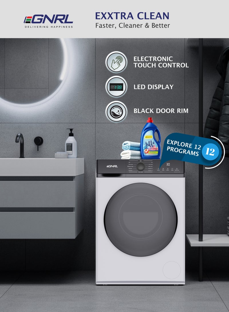 EGNRL 7.5KG Front Load Washing Machine 2025 Model, EGWMFL800, With Inverter BLDC Motor 5 Year Warranty, 5 STAR Energy & Water Consumption, 1200 RPM, 12 Programs (1 Year Brand Warranty) 7.5 kg 1600 W EGWMFL800 White - Image 2