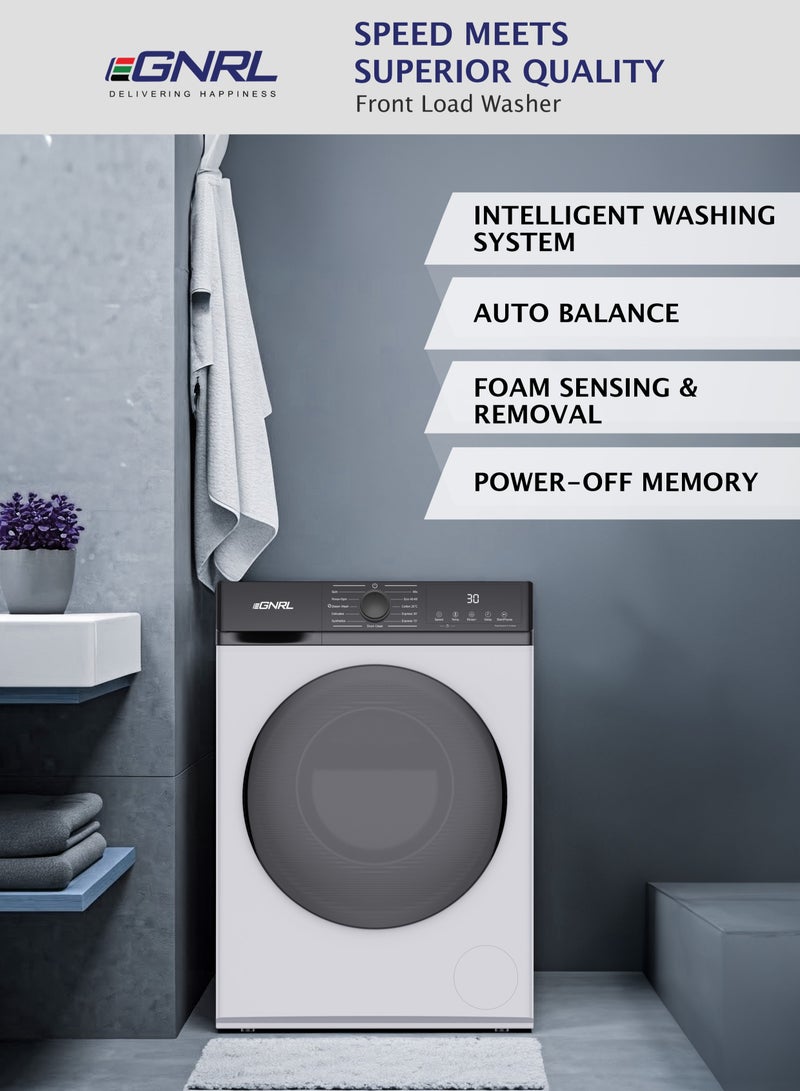 EGNRL 7.5KG Front Load Washing Machine 2025 Model, EGWMFL800, With Inverter BLDC Motor 5 Year Warranty, 5 STAR Energy & Water Consumption, 1200 RPM, 12 Programs (1 Year Brand Warranty) 7.5 kg 1600 W EGWMFL800 White - Image 4
