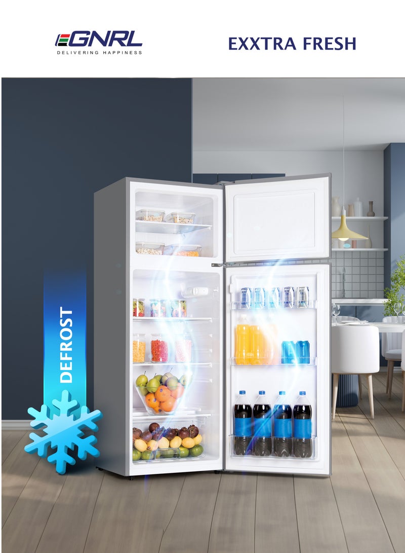 اغنرل 275L GROSS - 215L NET Capacity Double Door Refrigerator Dark Silver Color Defrost Recessed Handle R600A Inside Condenser EGR225S, One Year Warranty 120 W EGR225S Dark Silver Finish - Image 4