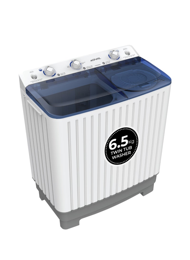 EGNRL 6.5 KG Wash/ 5.0 KG Spin Semi- Automatic Twin Tub Washing Machine, EGWM800, White (1 Year Brand Warranty) 6.5 kg 580 W EGWM800 White - Image 1