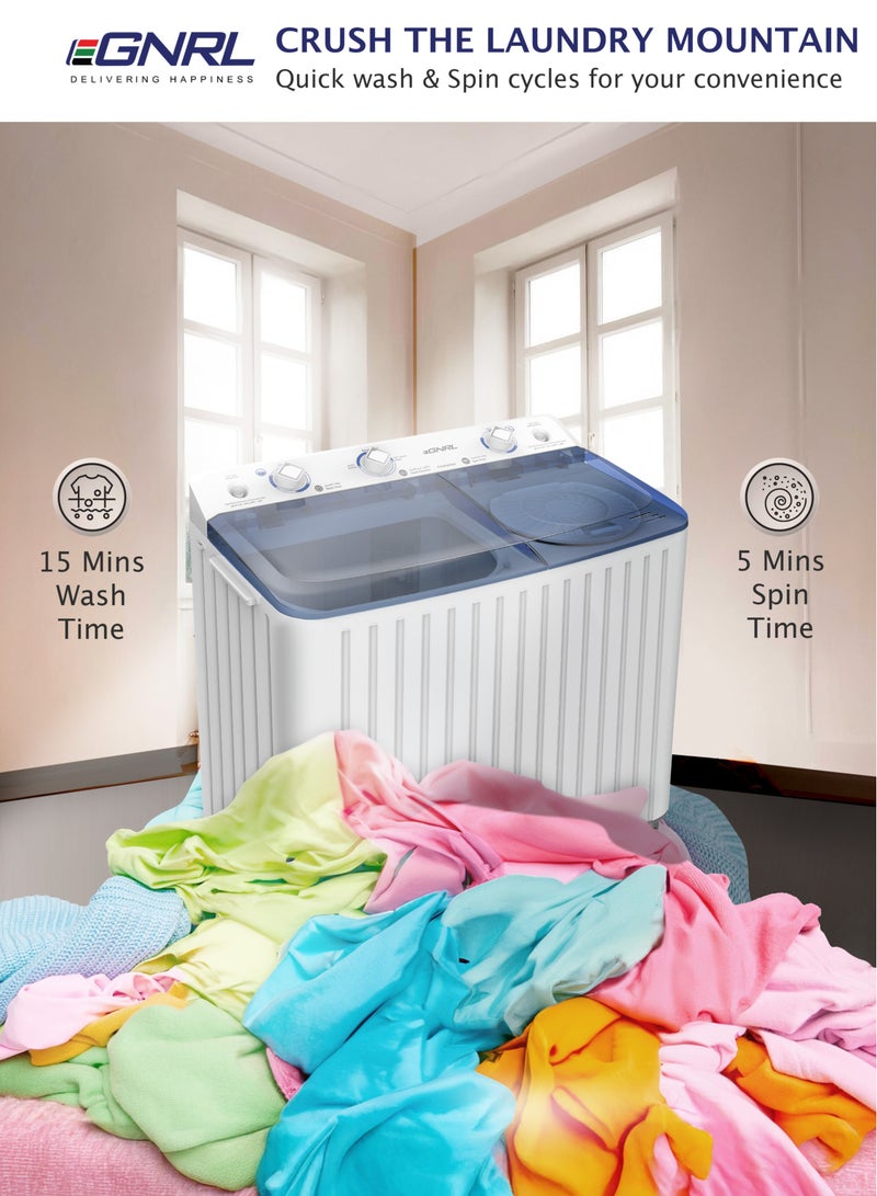 EGNRL 6.5 KG Wash/ 5.0 KG Spin Semi- Automatic Twin Tub Washing Machine, EGWM800, White (1 Year Brand Warranty) 6.5 kg 580 W EGWM800 White - Image 5
