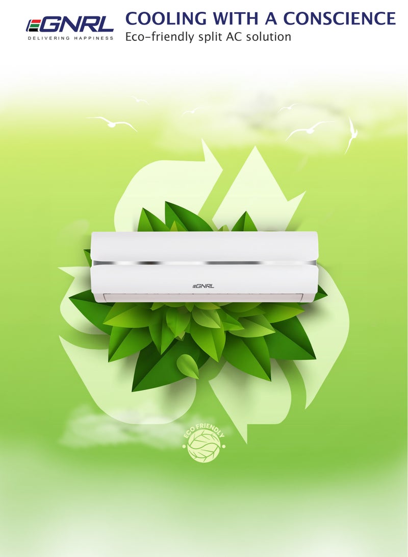 EGNRL Split AC White 18000 BTU T1 Rotary R410a, EG18C, 2024 New Series Model, 1.5 Ton with 3M Pipe Kit, Golden Fin, Rotary, 1 Year Manufacturer Warranty, 1 Year Compressor Warranty 1750 W EG18C White - Image 5