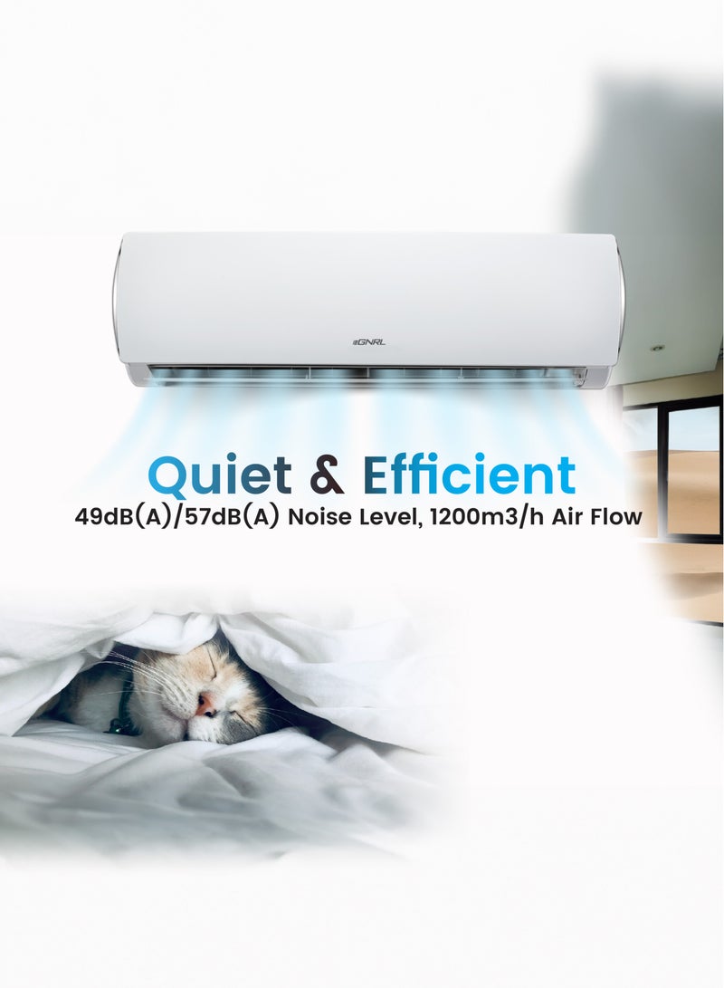 EGNRL 24000 BTU T1 Rotary 2 TON Split AC White R410a With 3M Pipe Kit EG24K Auto Restart, Golden Fin 2320 W EG24K White - Image 5