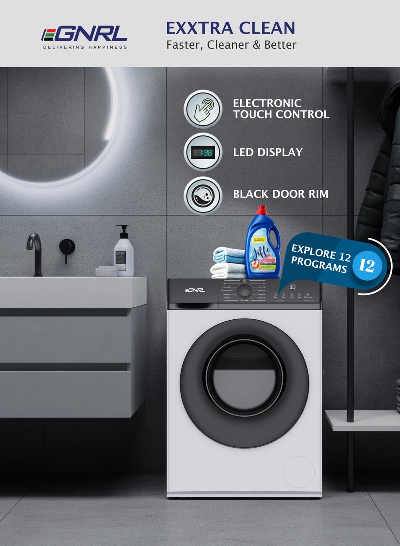 EGNRL 6KG Front Load Washing Machine 2025 Model, EGWMFL700, With Inverter BLDC Motor 5 Year Warranty, 5 STAR Energy & Water Consumption, 1200 RPM, 12 Programs (1 Year Brand Warranty) 6 kg 1600 W EGWMFL700 White - Image 2