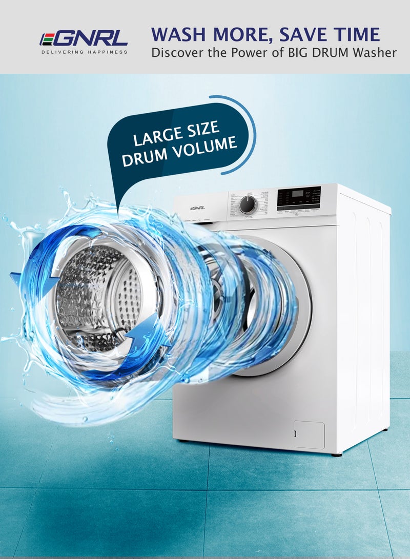 EGNRL 7KG Front Load Washing Machine, EGWM850, With INVERTER BLDC Motor 10 Year Warranty 1200 RPM 16 Program With Digital Control-LED Display Knob and Button Control Multiple Temperature (1 Year Brand Warranty) 7 kg 1950 W EGWM850 White - Image 4