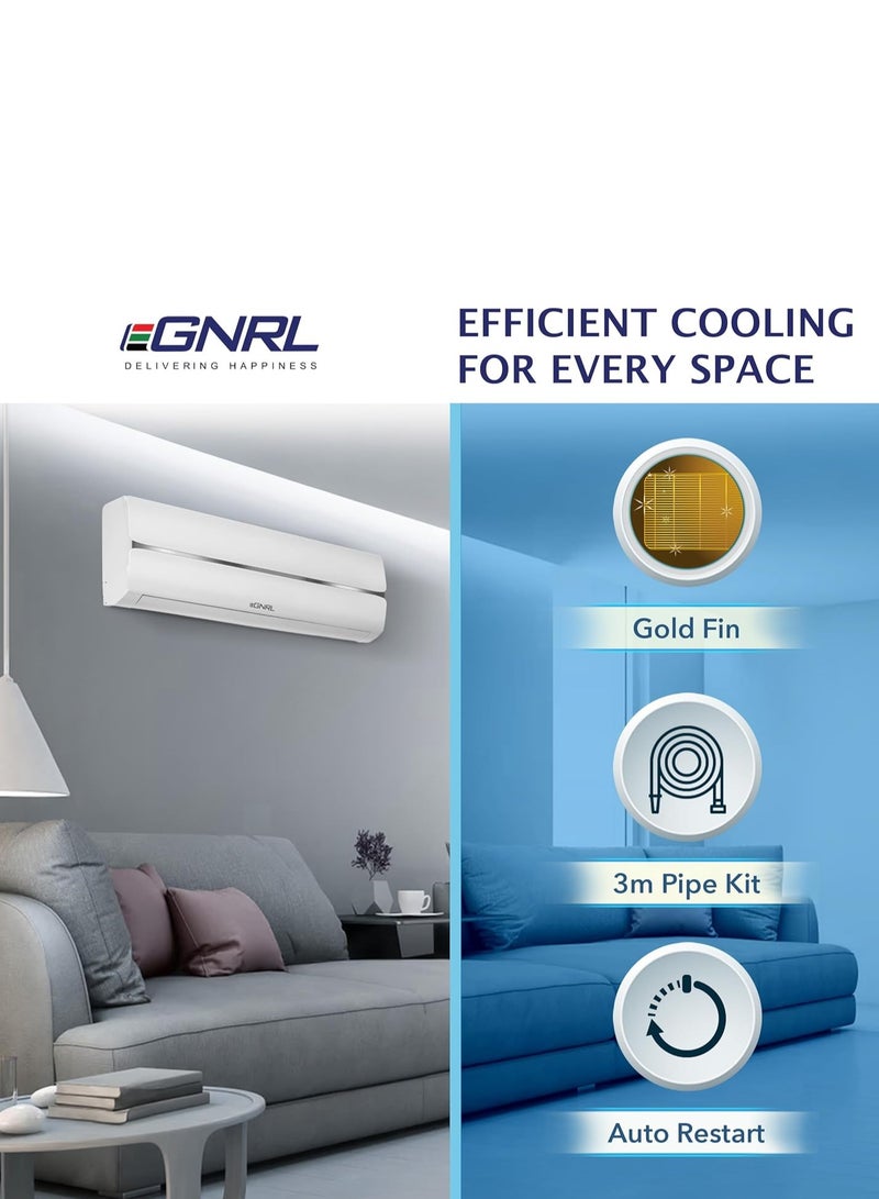 EGNRL Split AC White 12000 BTU T1 Rotary R410a, EG12C, 2024 New Series Model, 1 Ton with 3M Pipe Kit, Golden Fin, Rotary, 1 Year Manufacturer Warranty, 1 Year Compressor Warranty EG12C white - Image 4