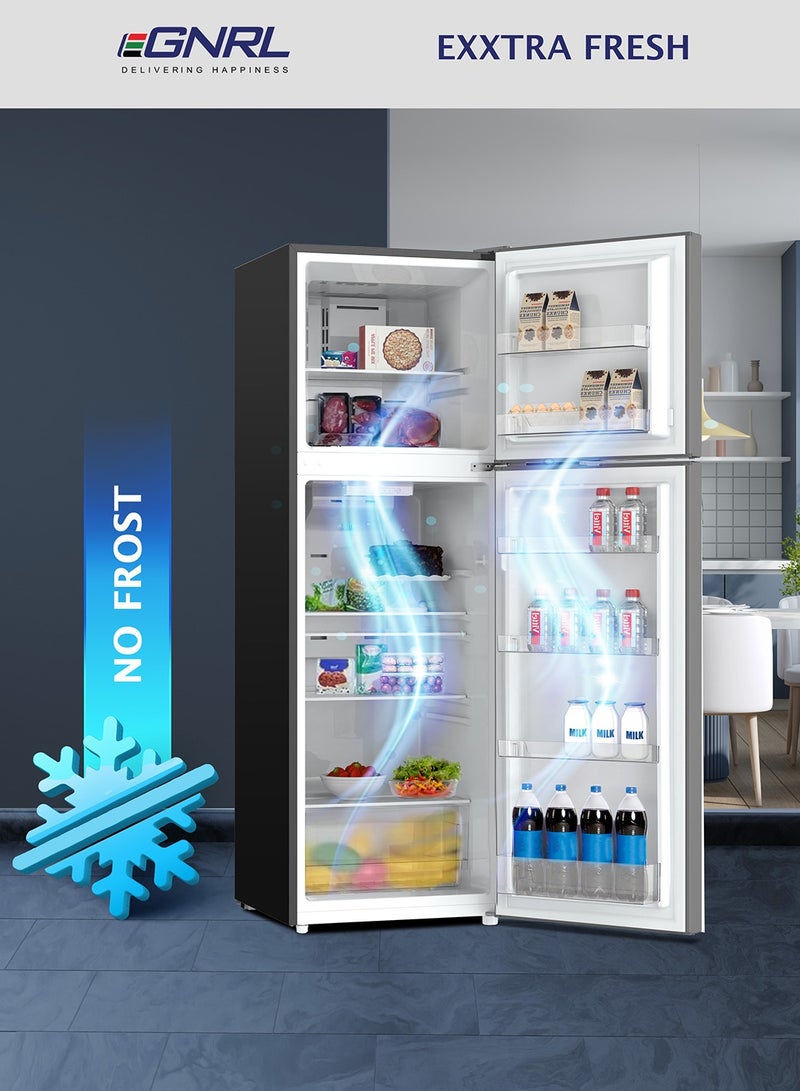 اغنرل 375L GROSS - 243L NET Capacity, INVERTER, NO FROST Double Door Refrigerator Dark Silver Color Recessed Handle R600A Inside Condenser EGR375S, One Year Warranty 150 W EGR375S Dark Silver - Image 4