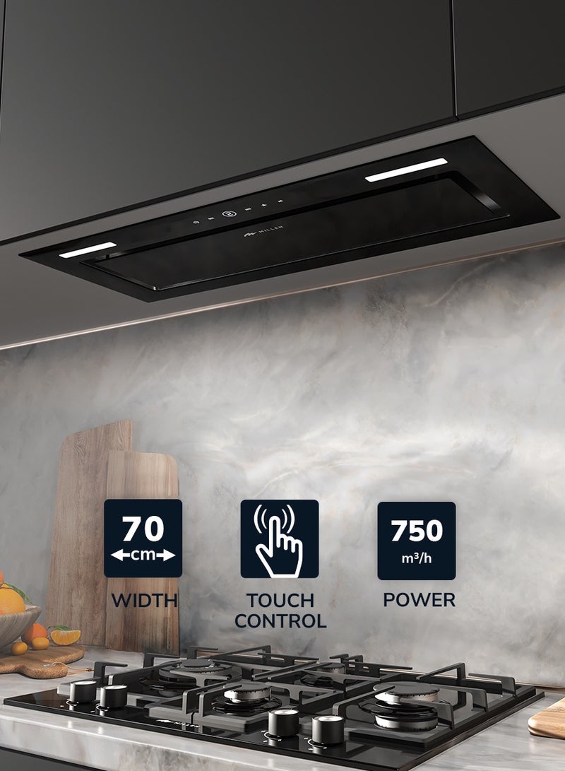 ميلين 70cm Built In Black Glass Range Hood ,  3 Years Warranty MBKHG 702 BL Black - Image 2