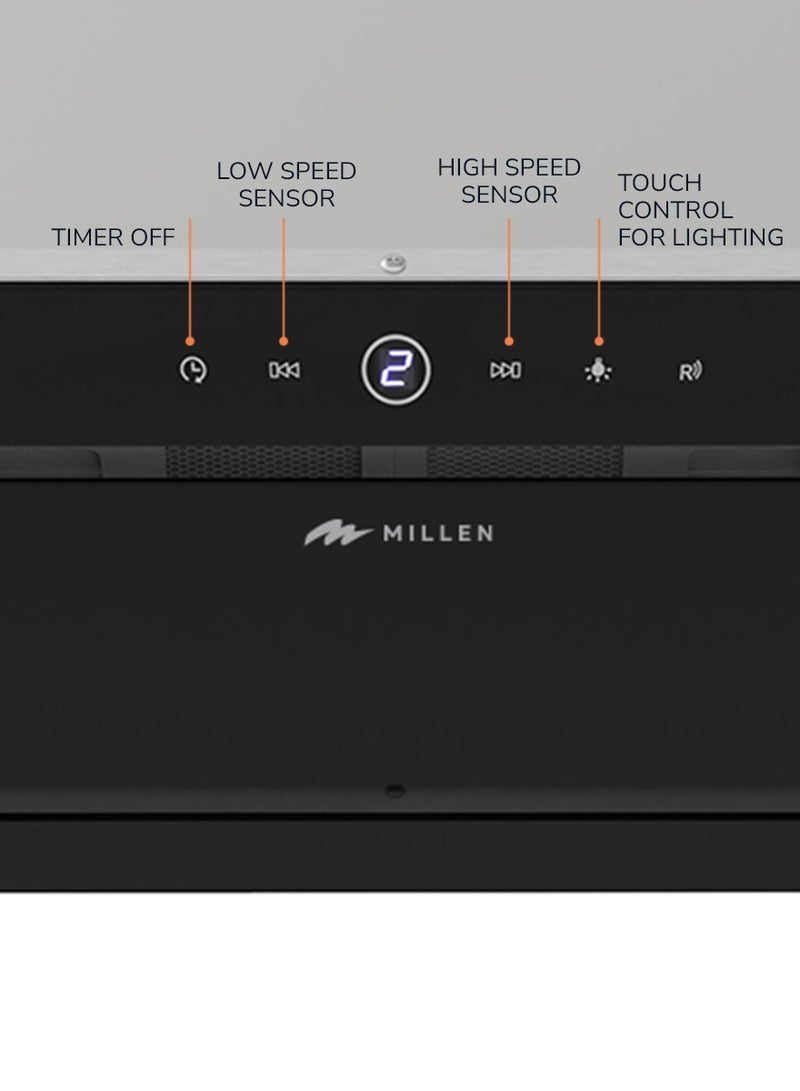 ميلين 70cm Built In Black Glass Range Hood ,  3 Years Warranty MBKHG 702 BL Black - Image 4