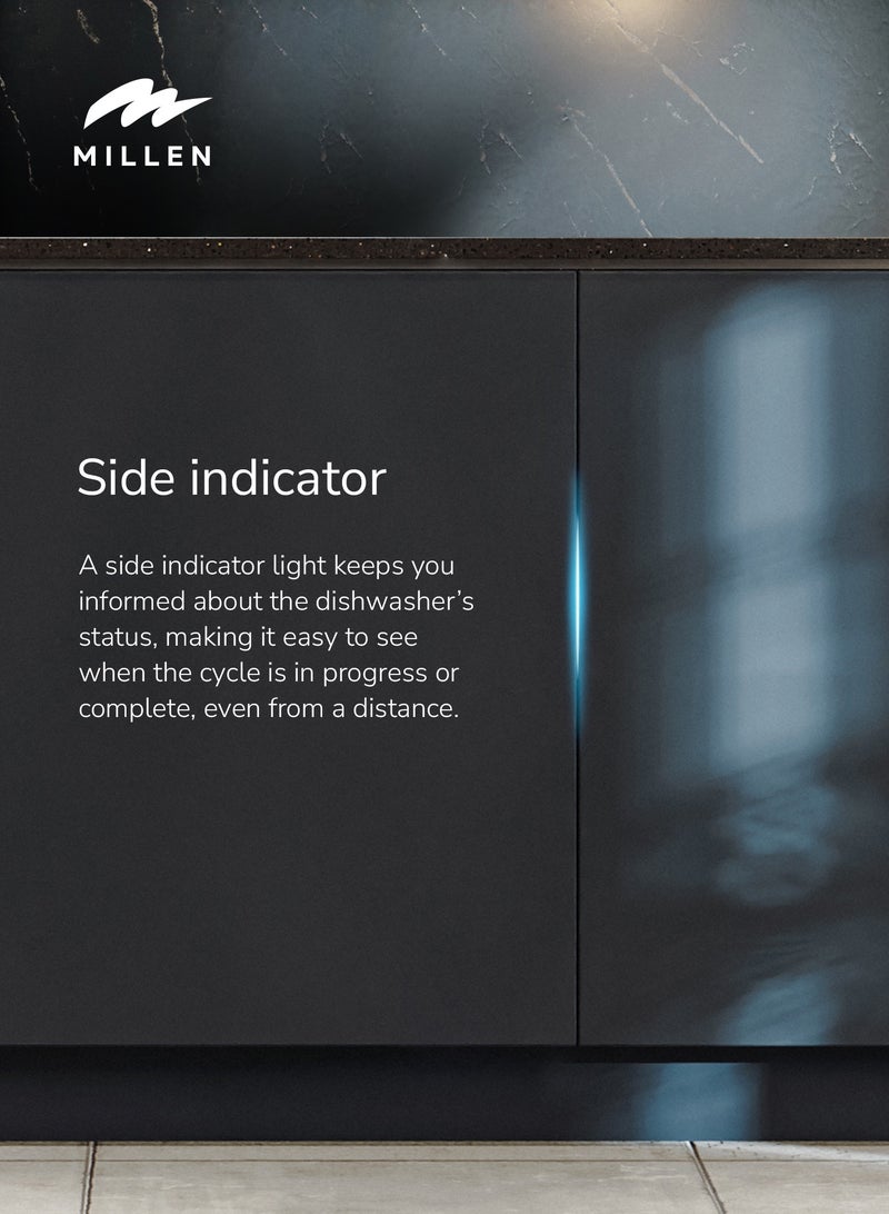 ميلين غسالة صحون مدمجة - سعة كبيرة، فتح تلقائي، مؤشر جانبي، 14 إعداد للطاولة، ضمان 3 سنوات - Image 5