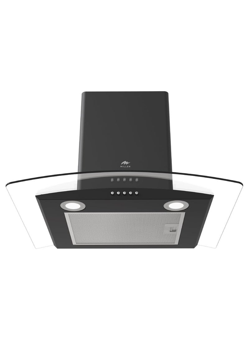 MILLEN Range Hood 60cm Curved Glass Chimney Black-  3 Years Warranty MKHG 603 BL Black - Image 1