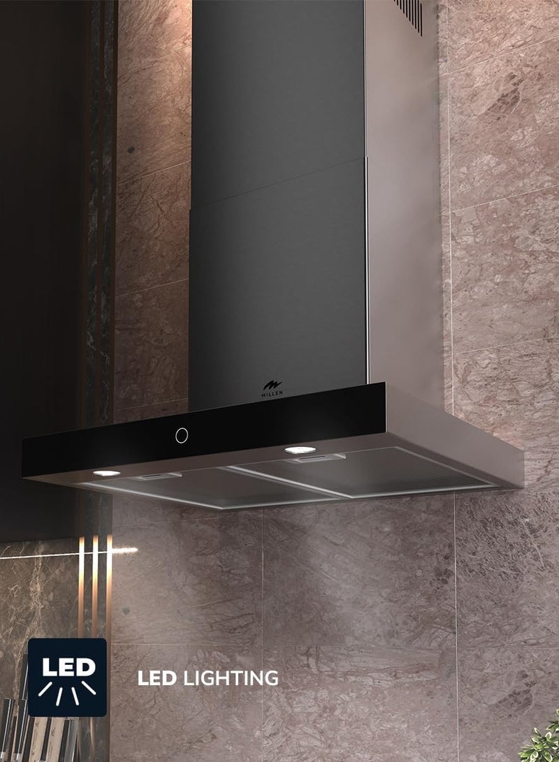 ميلين 60cm Range Hood Silver/Black , 3 Years Warranty MKH 605 IX Stainless Steel - Image 3
