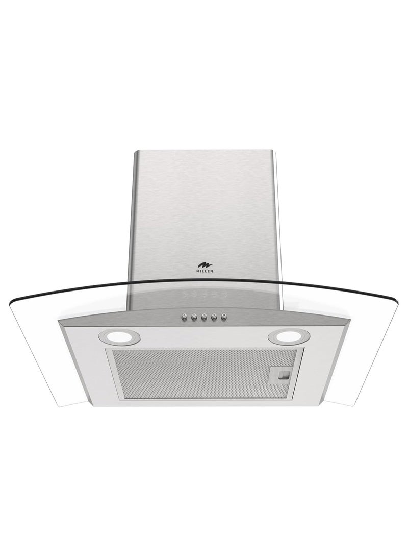 ميلين Range Hood 60cm Curved Glass Chimney Stainless Steel-  3 Years Warranty MKHG 603 IX Stainless Steel - Image 1