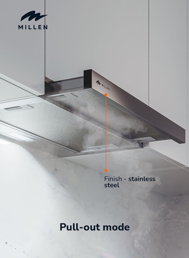 ميلين 90 cm Slide-Out Range Hood – MBKHS 9001 IX, 3 Years Warranty, Filters Included MBKHS 9001 IX Stainless Steel - Image 4