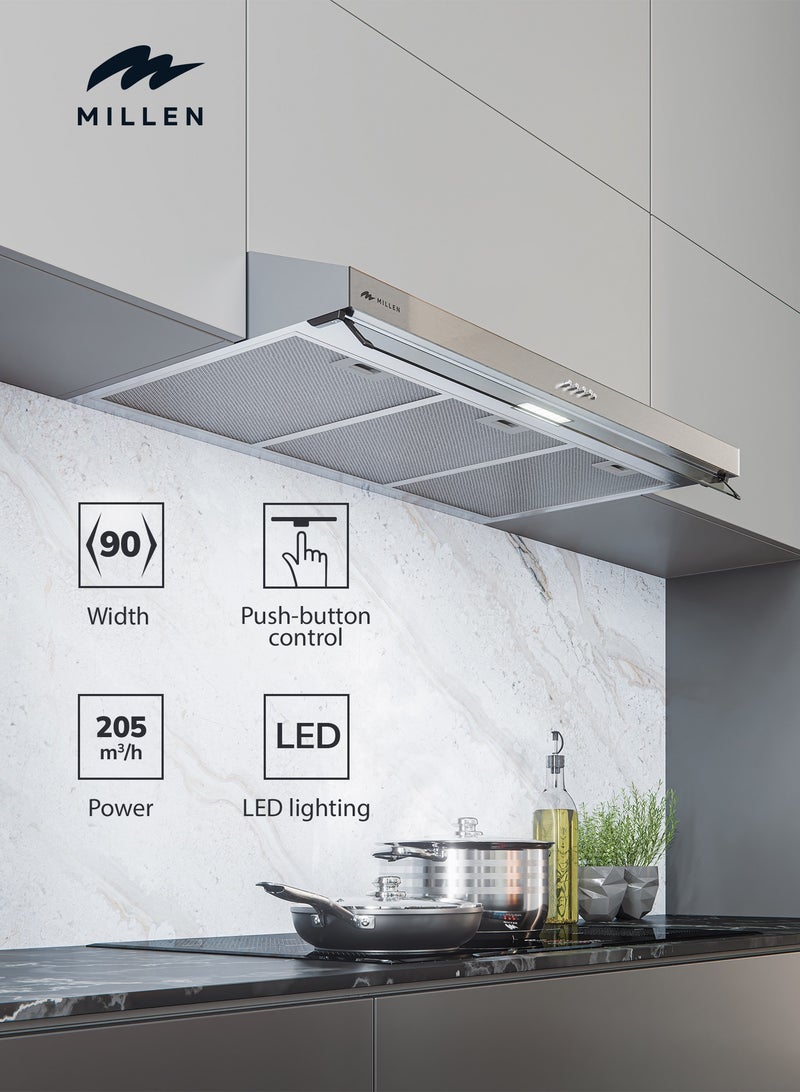 ميلين 90cm Under Cabinet Stainless Steel Range Hood , 3 Year Warranty 80 W MKH 903 IX Stainless Steel - Image 1