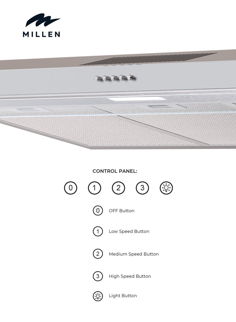 ميلين 90cm Under Cabinet Stainless Steel Range Hood , 3 Year Warranty 80 W MKH 903 IX Stainless Steel - Image 3