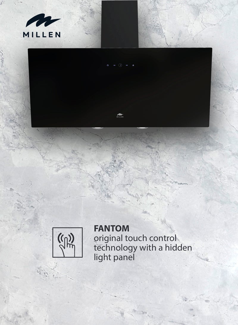 MILLEN 90cm Angled Range Hood - Tempered Black Glass, 3 Years Warranty 230 W MKHG 904 BL black - Image 3