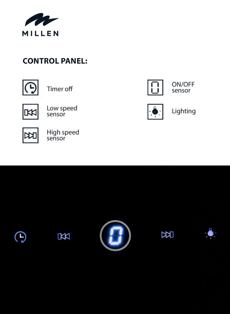 MILLEN 90cm Angled Range Hood - Tempered Black Glass, 3 Years Warranty 230 W MKHG 904 BL black - Image 4