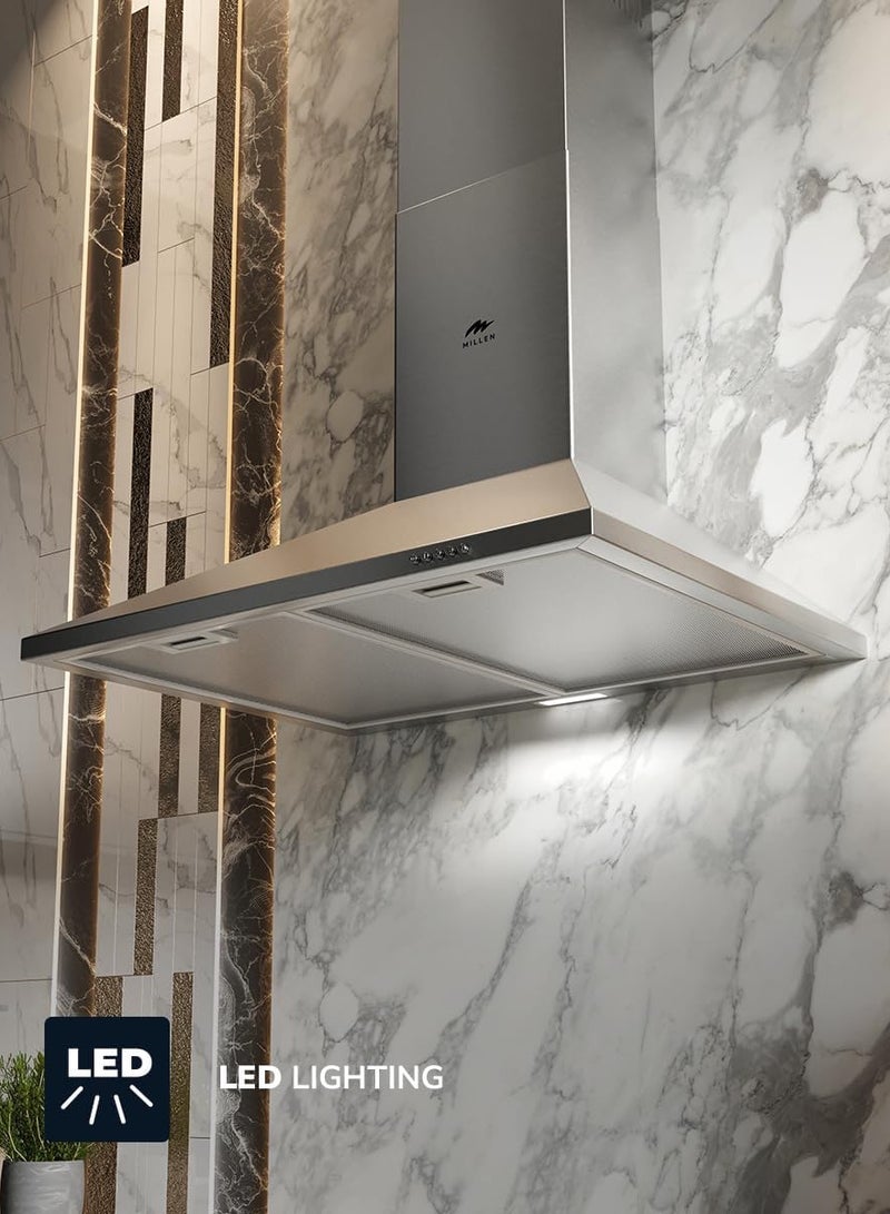 MILLEN 60cm Black Chimney Range Hood , 3 Years Warranty MKH 604 IX Stainless Steel - Image 2