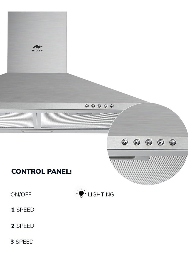 MILLEN 60cm Black Chimney Range Hood , 3 Years Warranty MKH 604 IX Stainless Steel - Image 5