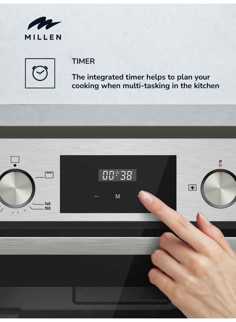 ميلين فرن غاز مدمج 60 سم، 69 لتر - ضمان 3 سنوات، زجاج ألماني مزدوج SCHOTT - Image 4