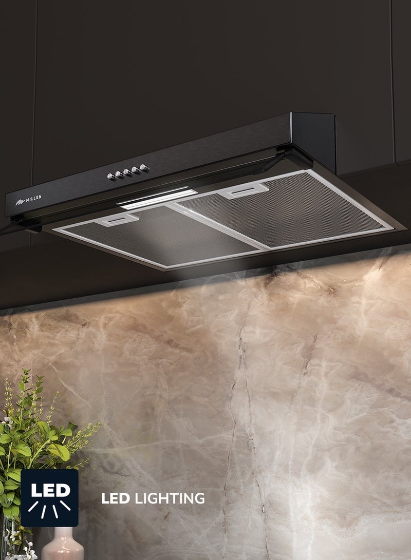 ميلين شفاط هواء أسود تحت الخزانة 60 سم، ضمان 3 سنوات - Image 3