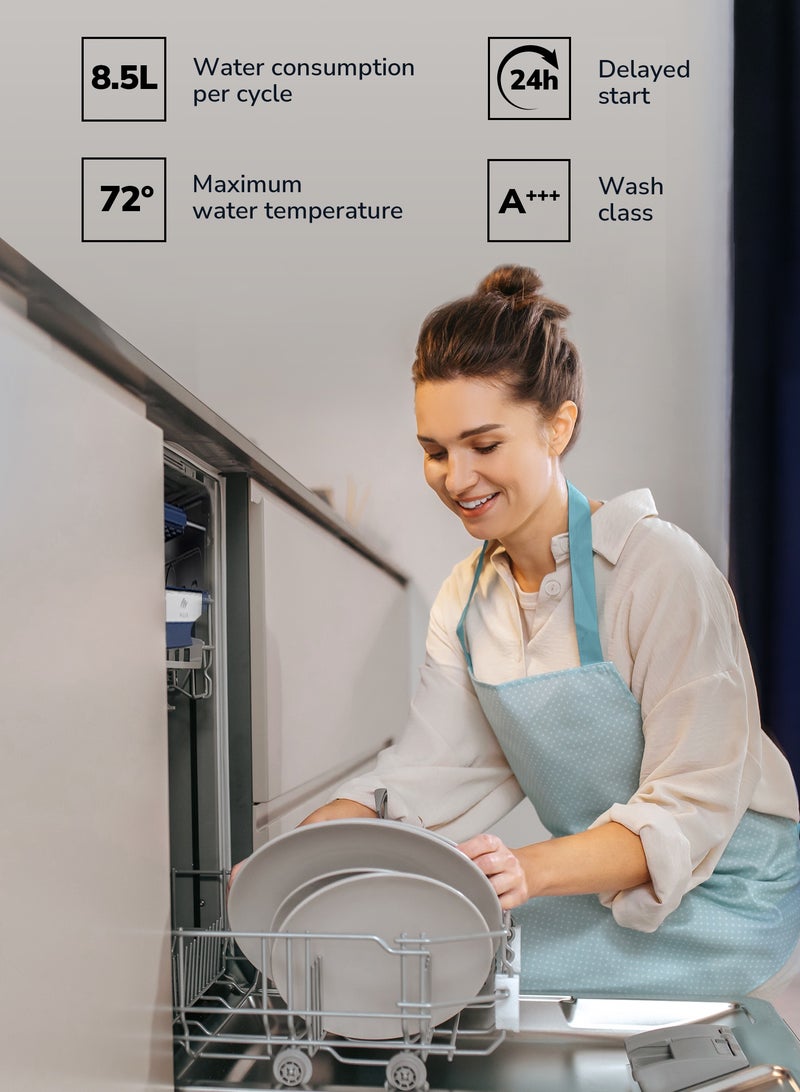 ميلين Built-in Dishwasher 45cm - Compact and Efficient, Auto Open Function, AquaStop Leak Protection, 3 Year Warranty MDW 45732 Stainless steel - Image 5