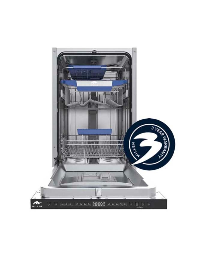 ميلين Built-in Dishwasher 45cm - Compact and Efficient, Auto Open Function, AquaStop Leak Protection, 3 Year Warranty MDW 45732 Stainless steel - Image 2