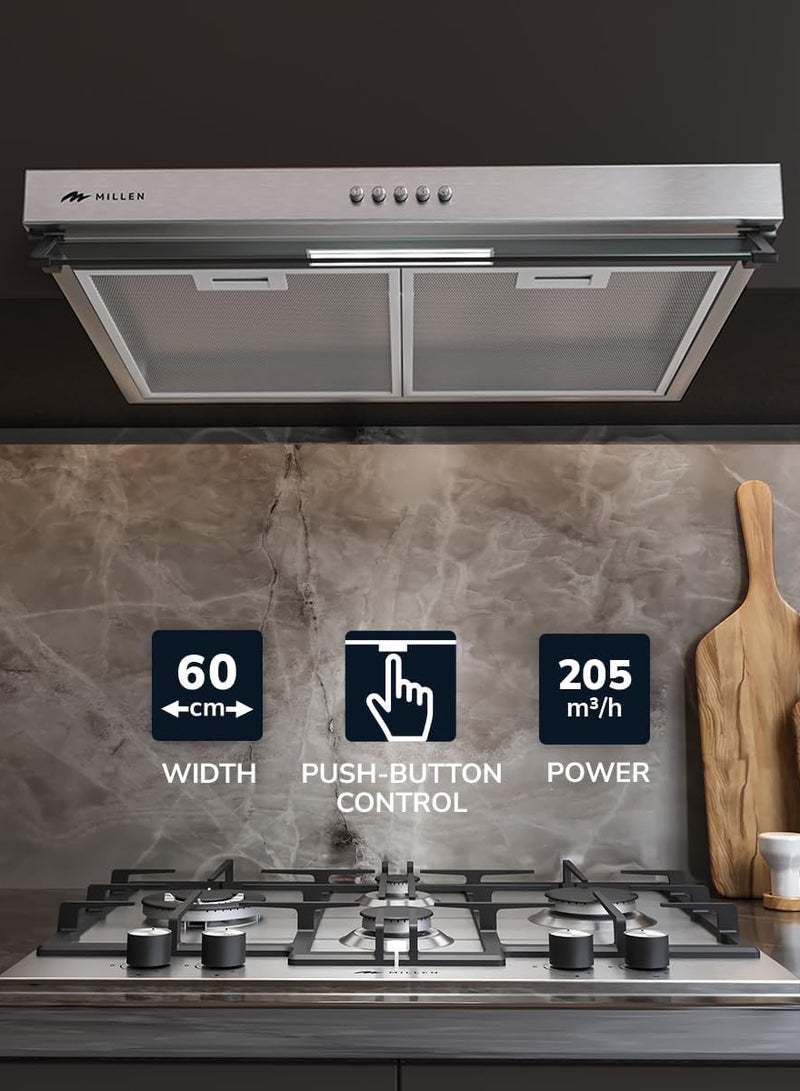 ميلين شفاط هواء أسود تحت الخزانة 60 سم، ضمان 3 سنوات - Image 2