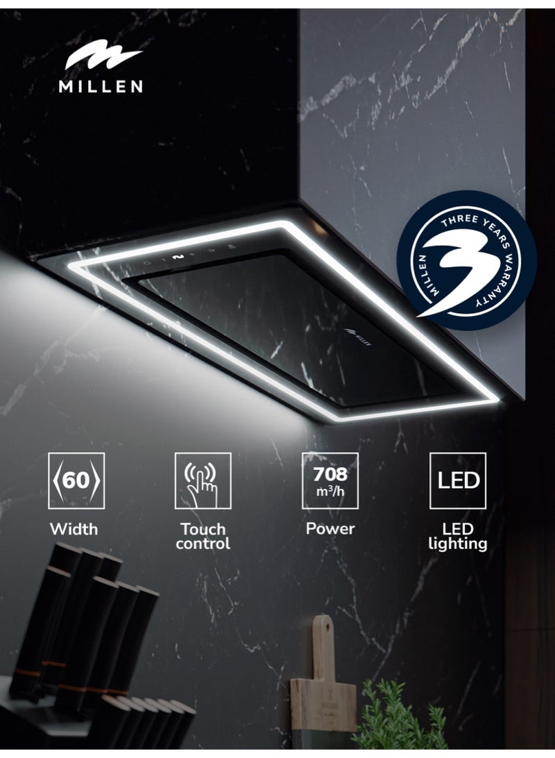 ميلين 52 cm Built-In Range Hood - Elegance and Efficiency Redefined, 3 Y Warranty, Filters Included MBKHG 6001 BL Black - Image 2