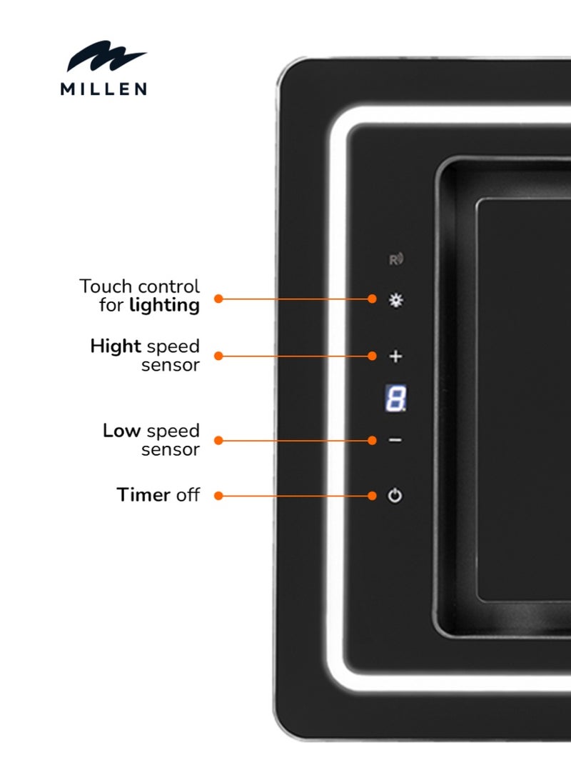 ميلين 52 cm Built-In Range Hood - Elegance and Efficiency Redefined, 3 Y Warranty, Filters Included MBKHG 6001 BL Black - Image 3