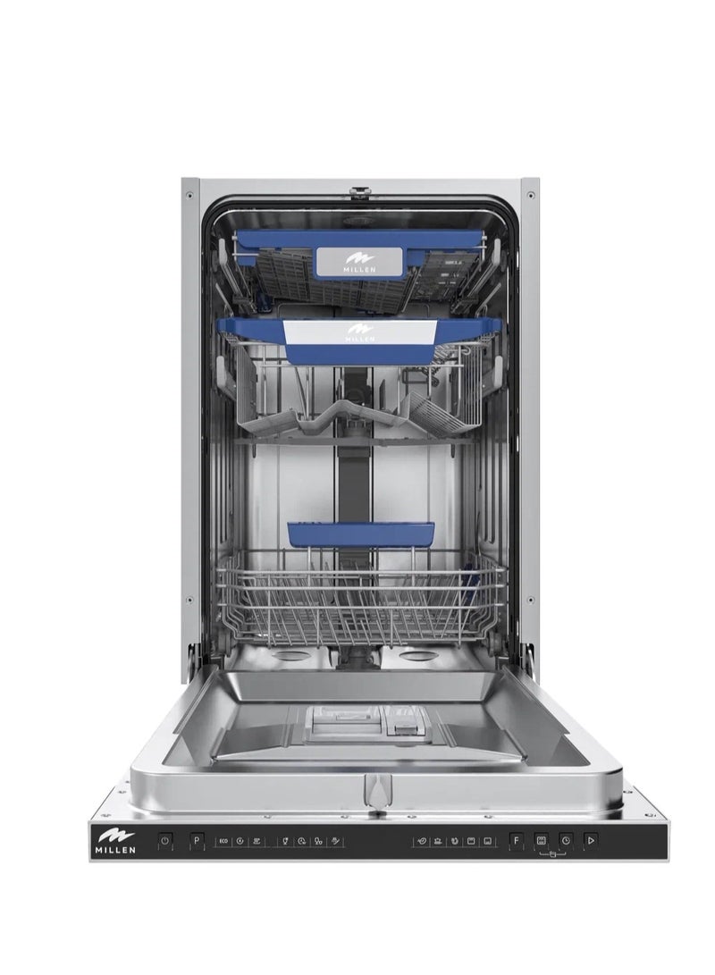 MILLEN Built-in Dishwasher 45cm - Compact and Efficient, Auto Open, Indicator,AquaStop, 3Y Warranty, MDW 45731. MDW 45731 Stainless steel  - Image 1