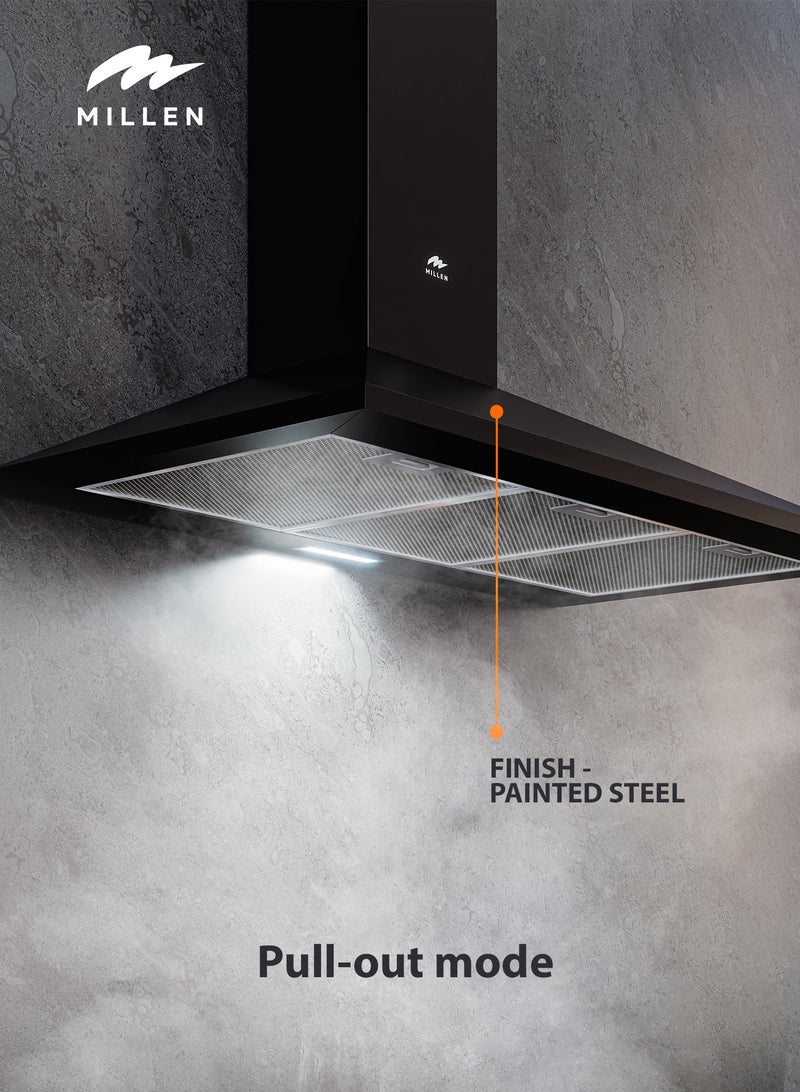 MILLEN 90cm Black Chimney Range Hood - MKH 904 BL, 3 Years Warranty 65 W MKH 904 BL black  - Image 4
