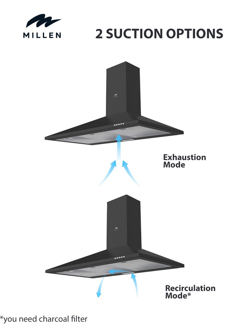 MILLEN 90cm Black Chimney Range Hood - MKH 904 BL, 3 Years Warranty 65 W MKH 904 BL black  - Image 5