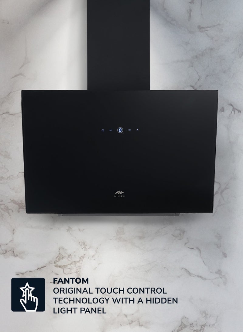 ميلين 60cm Angled Range Hood - Tempered Black Glass, 3 Years Warranty 230 W MKHG 604 BL Black - Image 3