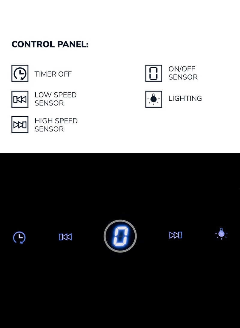 ميلين 60cm Angled Range Hood - Tempered Black Glass, 3 Years Warranty 230 W MKHG 604 BL Black - Image 4