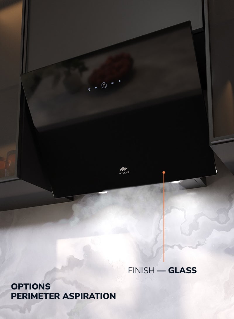 ميلين 60cm Angled Range Hood - Tempered Black Glass, 3 Years Warranty 230 W MKHG 604 BL Black - Image 5