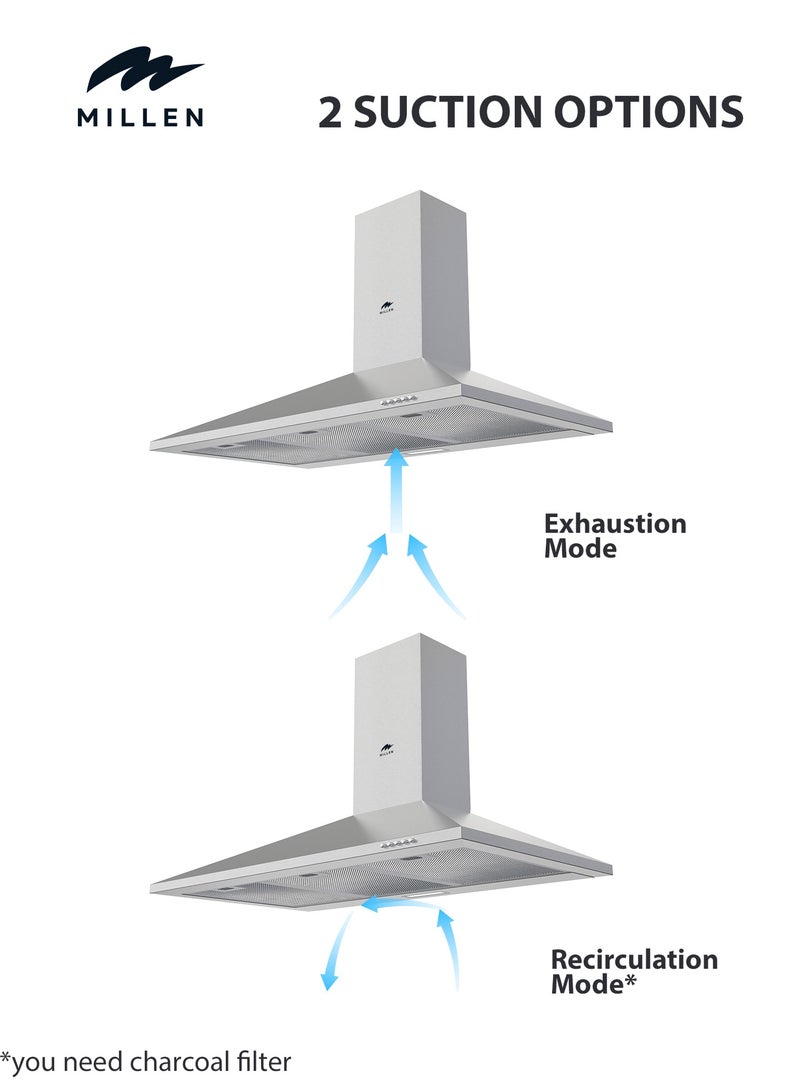 MILLEN 90cm Chimney Range Hood, Stainless Steel , 3 Years Warranty 65 W MKH 904 IX Stainless Steel - Image 5