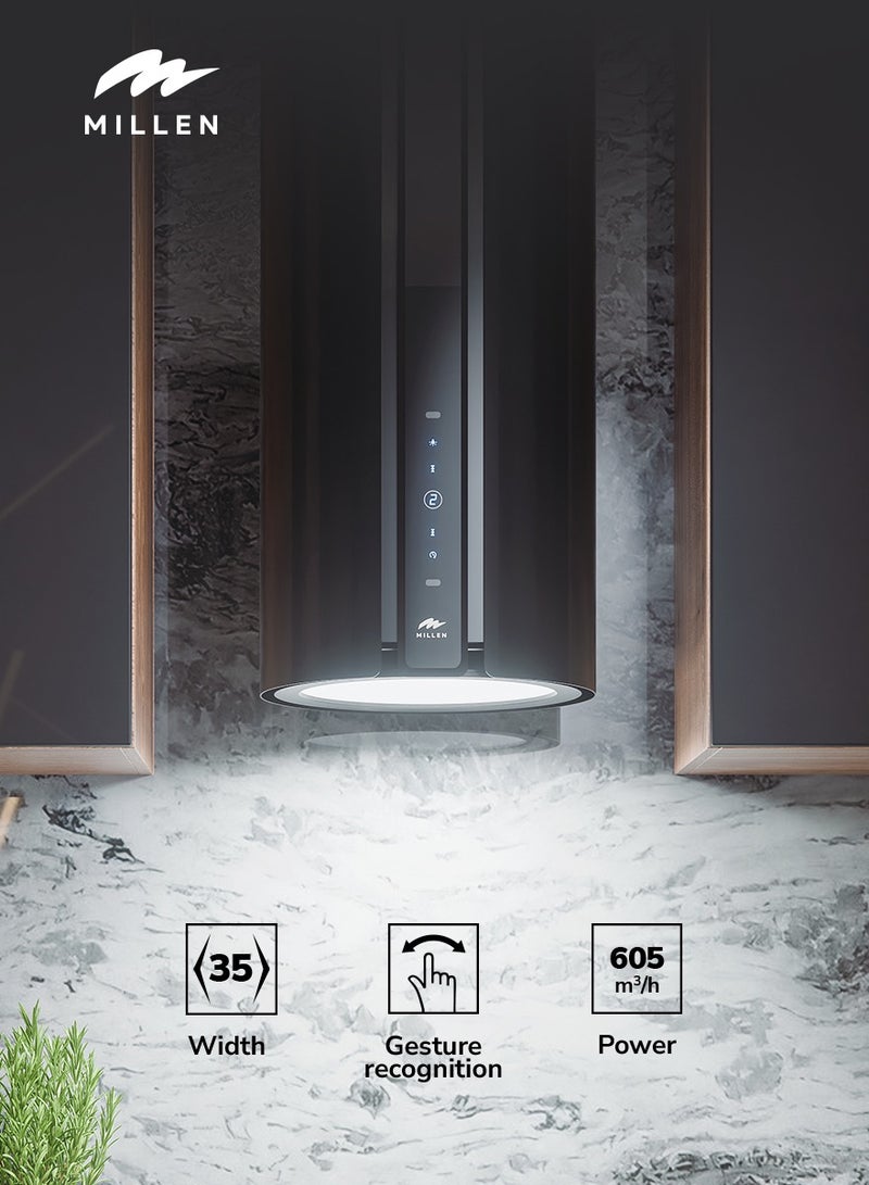 ميلين غطاء مصباح مثبت على الحائط 35 سم - فخامة مدمجة مع تحكم بالإيماءات، ضمان 3 سنوات، فلاتر متضمنة - Image 1