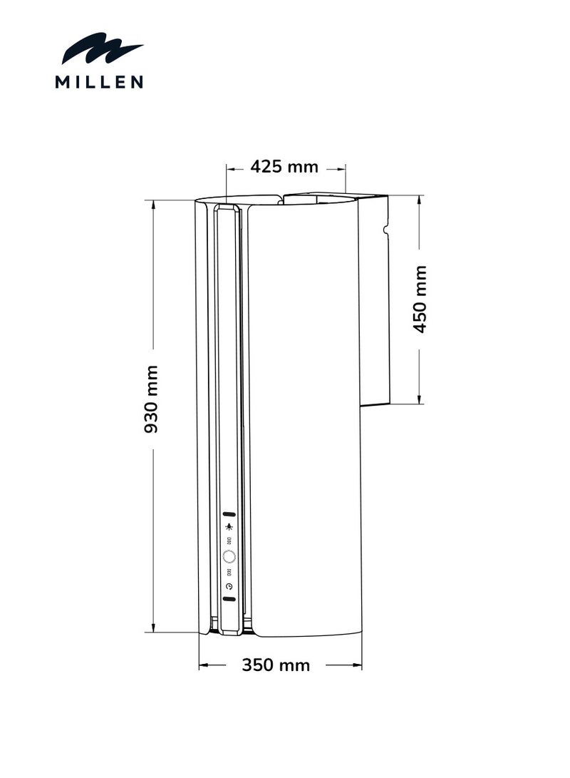 ميلين غطاء مصباح مثبت على الحائط 35 سم - فخامة مدمجة مع تحكم بالإيماءات، ضمان 3 سنوات، فلاتر متضمنة - Image 5