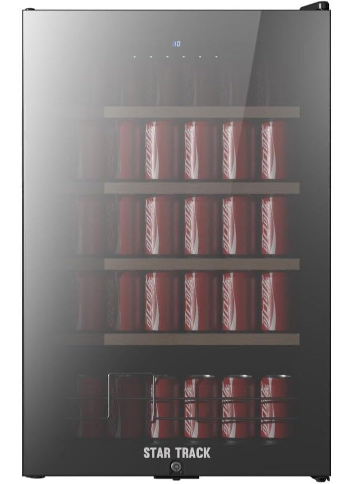STAR TRACK Compressor Beverage Cooler, Mirror Glass, Wooden Shelves 115 L 220 kW ST-HBC115-BW Black - Image 1