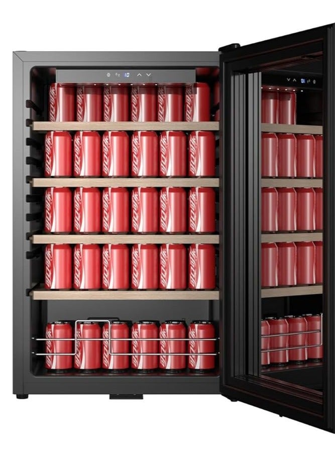 STAR TRACK Compressor Beverage Cooler, Mirror Glass, Wooden Shelves 115 L 220 kW ST-HBC115-BW Black - Image 2