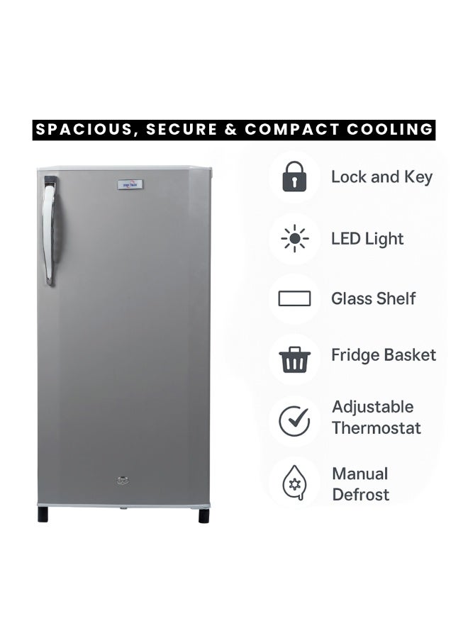 ستار تراك 250L Gross / 178L Net capacity Single Door Refrigerator, Lock and Key, Led Light, Glass Shelf, Fridge Basket, Adjustable Thermostat, Adjustable Feet, R600a, Manual Defrost, Hinged Single Door, Dark Grey, ST-FRG-250L RF ST-FRG-250L Grey - Image 5