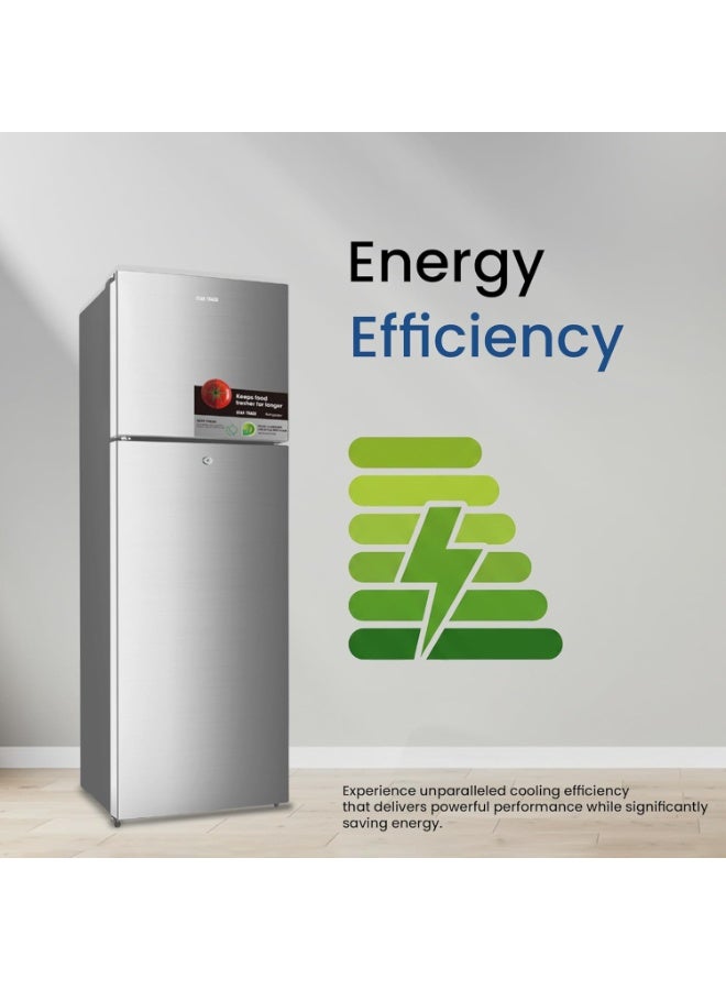 ستار تراك Star Track 320L Gross / 257L Net Capacity, No Frost Double Door Refrigerator with LED Light, Electronic Control, Adjustable Glass Shelves, Transparent Crisper, 4-Star Freezer, Low Noise, R600a, Energy Efficient – ST-FRG-320NSKE Silver ST-FRG-NSKE320 Silver - Image 2