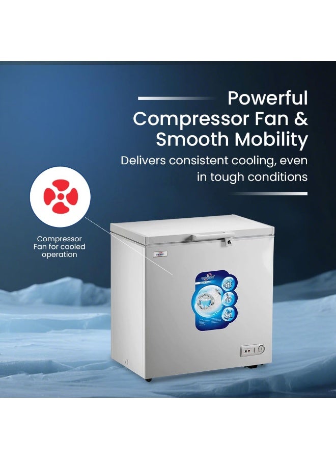 ستار تراك Chest Freezer Gross 200L Net 157L ST-CFW-200L | Deep Freezer with Hinged Top Door & Inner Sliding Glass Cover | -18°C Freezing | Manual Defrost | R600a Refrigerant | 1 Plastic Basket | White | LED Light 200 L ST-CFW-200L White - Image 5