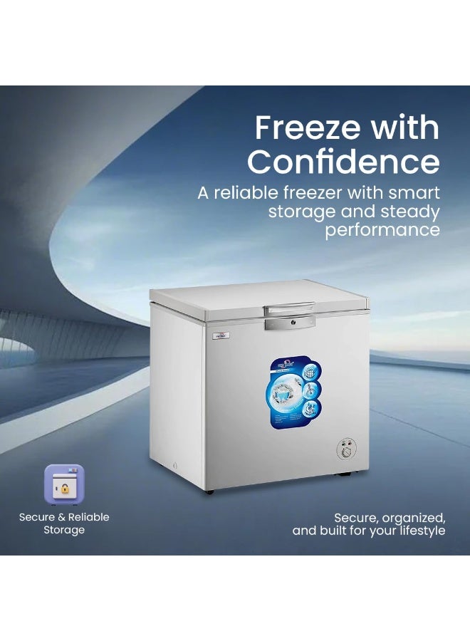 ستار تراك Chest Freezer Gross 200L Net 157L ST-CFW-200L | Deep Freezer with Hinged Top Door & Inner Sliding Glass Cover | -18°C Freezing | Manual Defrost | R600a Refrigerant | 1 Plastic Basket | White | LED Light 200 L ST-CFW-200L White - Image 4