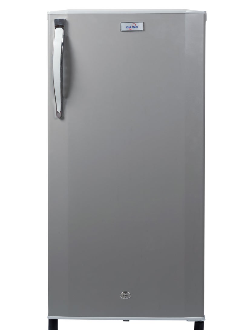 STAR TRACK 210L Gross / 150L Net capacity Single Door Refrigerator, Lock and Key, Led Light, Glass Shelf, Fridge Basket, Adjustable Thermostat, Adjustable Feet, R600a, Manual Defrost, Hinged Single Door, Dark Grey, ST-FRG-210L ST-FRG-210L grey - Image 1