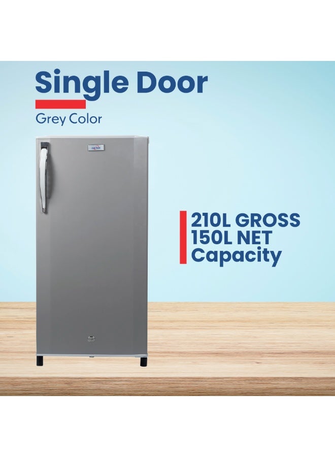 STAR TRACK 210L Gross / 150L Net capacity Single Door Refrigerator, Lock and Key, Led Light, Glass Shelf, Fridge Basket, Adjustable Thermostat, Adjustable Feet, R600a, Manual Defrost, Hinged Single Door, Dark Grey, ST-FRG-210L ST-FRG-210L grey - Image 3